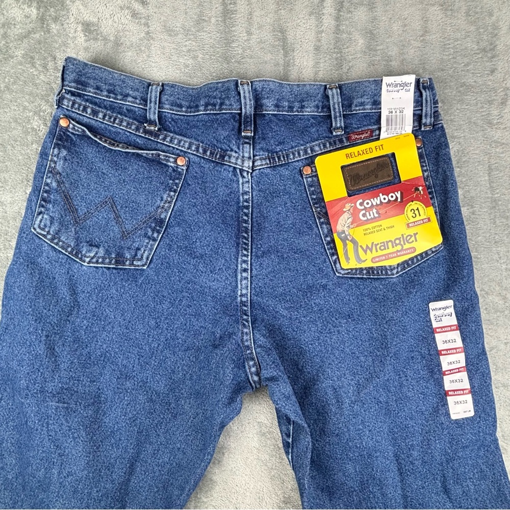 Wrangler Cowboy Cut Jeans Mens 36X32 Blue Relaxed Fit High Rise Denim NWT - Picture 10 of 15